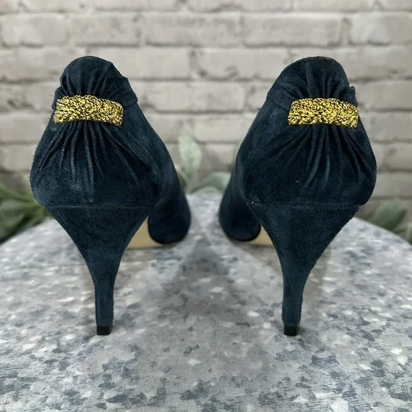 Carriage Court Navy Blue Suede Pointed Toe 3” Dress Heels Women’s 7.5B💙NWOT💙 - Picture 6 of 11